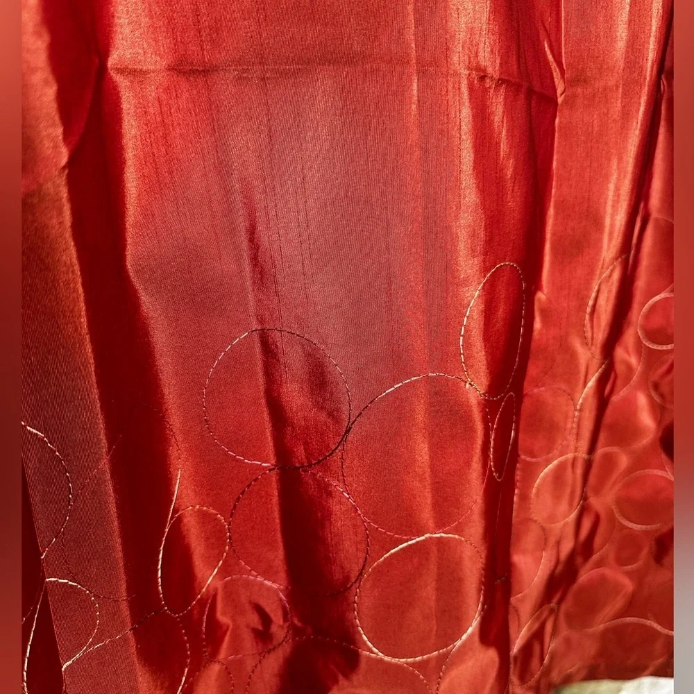 Set of 2 Taffeta Curtains drapes size 54” by 95” embroidered color copper